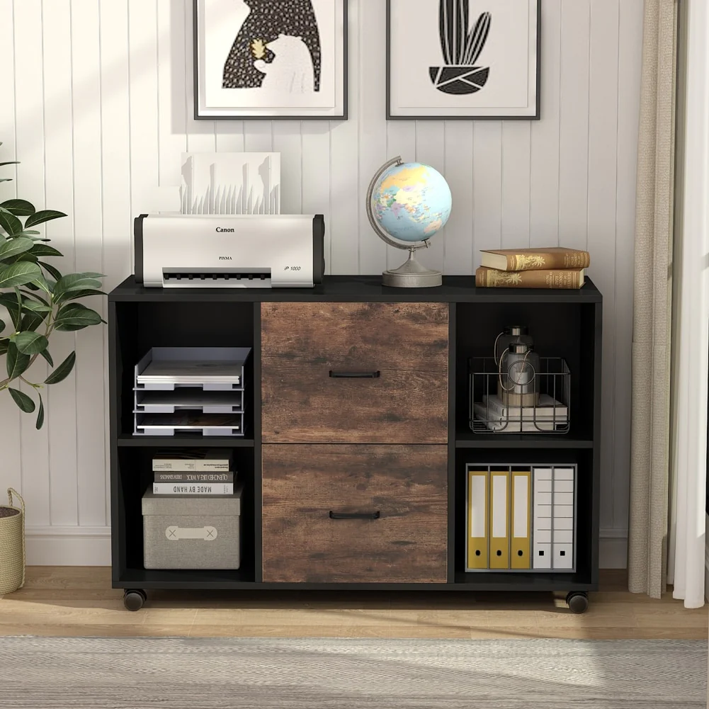 2-Drawer Wood Mobile Lateral File Cabinet