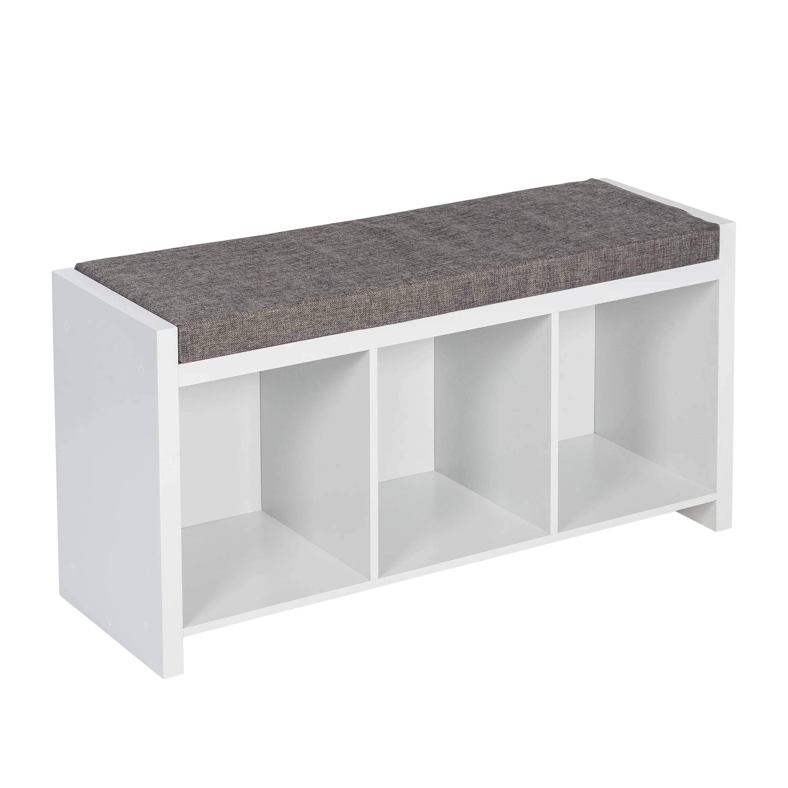 Honey-Can-Do MDF and Linen 3-Cube Storage Bench with Cushion