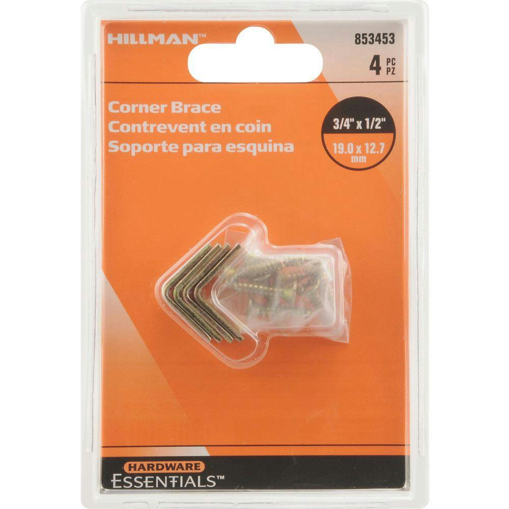 Hillman Heavy Duty Corner Brace, Indoor/Outdoor Use, Yellow Zinc, 3/4 x 1/2-in