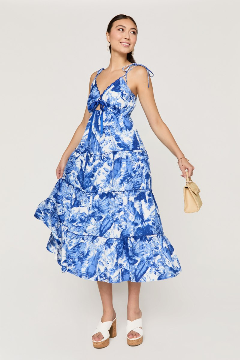 Laura Floral Tiered Midi Dress