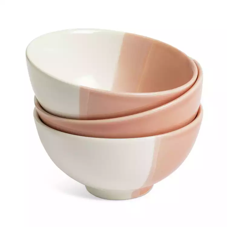 Habitat Dipped Set of 3 Stoneware Nibble Bowls