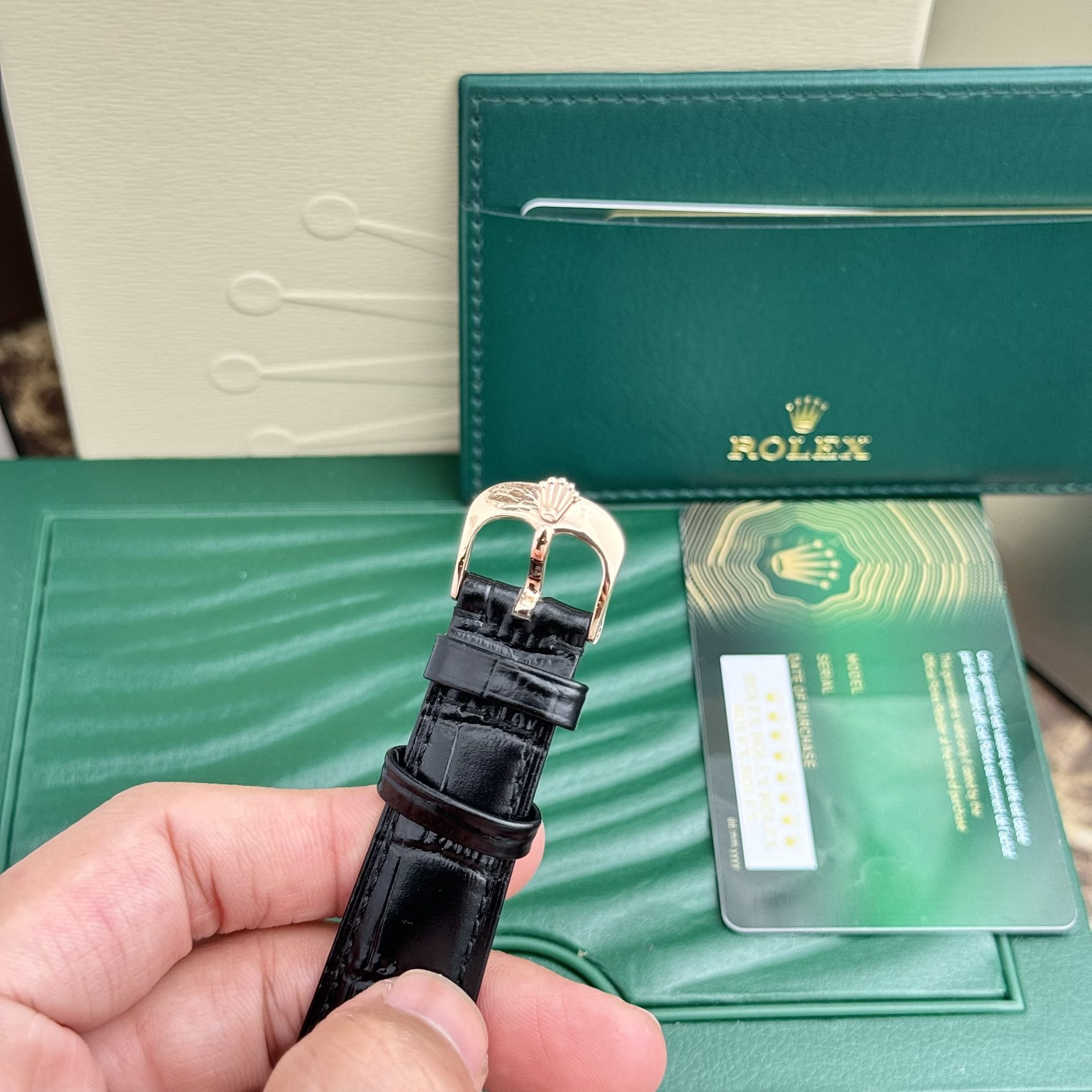 Rolex Cellini 50525 RG Plated White Dial 39mm Leather AAA Replica