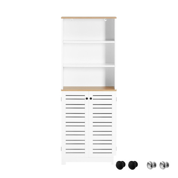 SoBuy Słupek łazienkowy z 1 drzwiami Biały 60x30x160cm Funkcjonalny BZR44-W