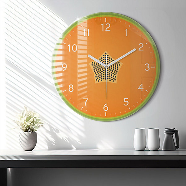 Horloge murale Wallfluent fi60 cm Aiguilles blanches Papaye 1 pcs