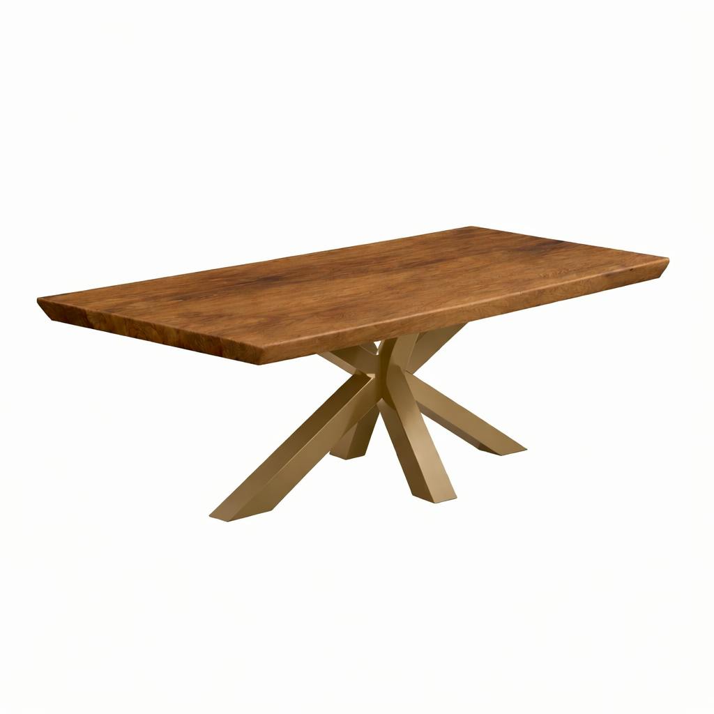 Table extensible chêne brun bords biseautés pied grège 240 cm PALERME