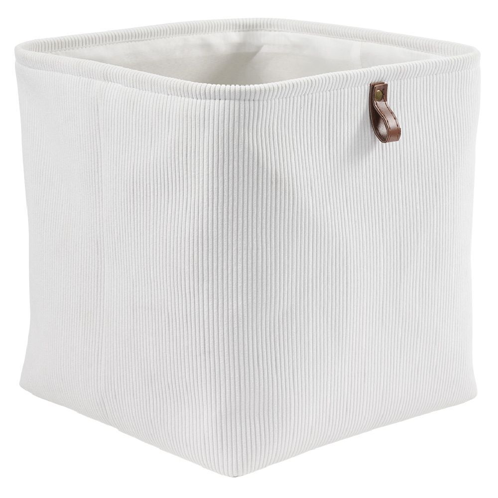 Panière Box Cube effet velours 31x31x31cm blanc
