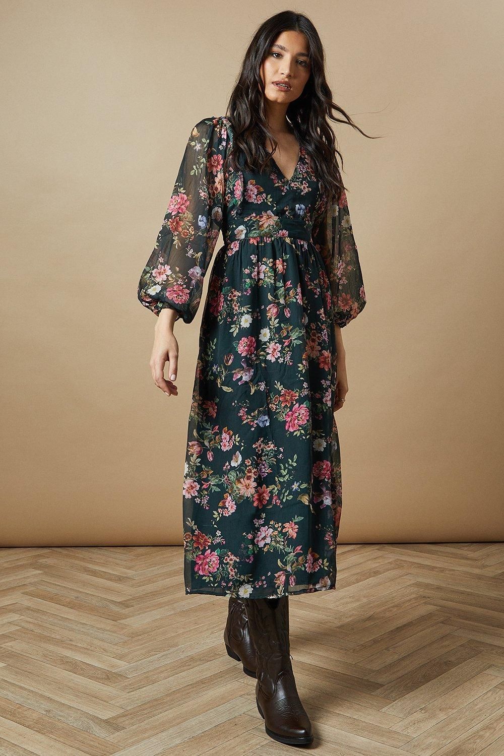Oasis Bow Back Chiffon Midi Dress