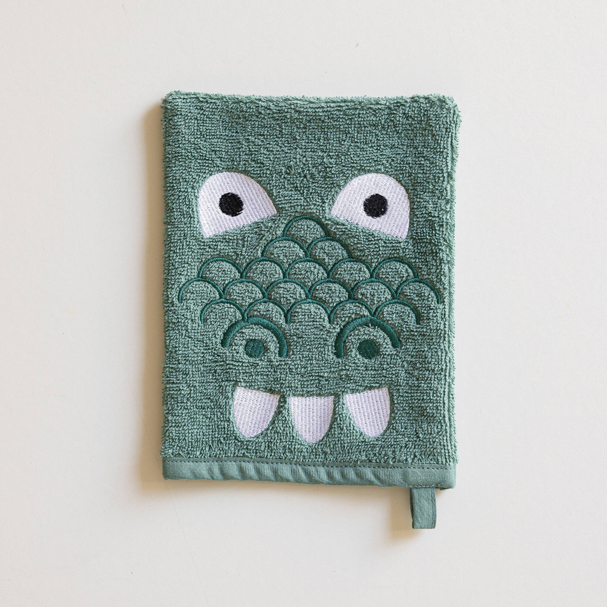 Collection éponge enfant brodée dinosaure coton - 380 g/m²
