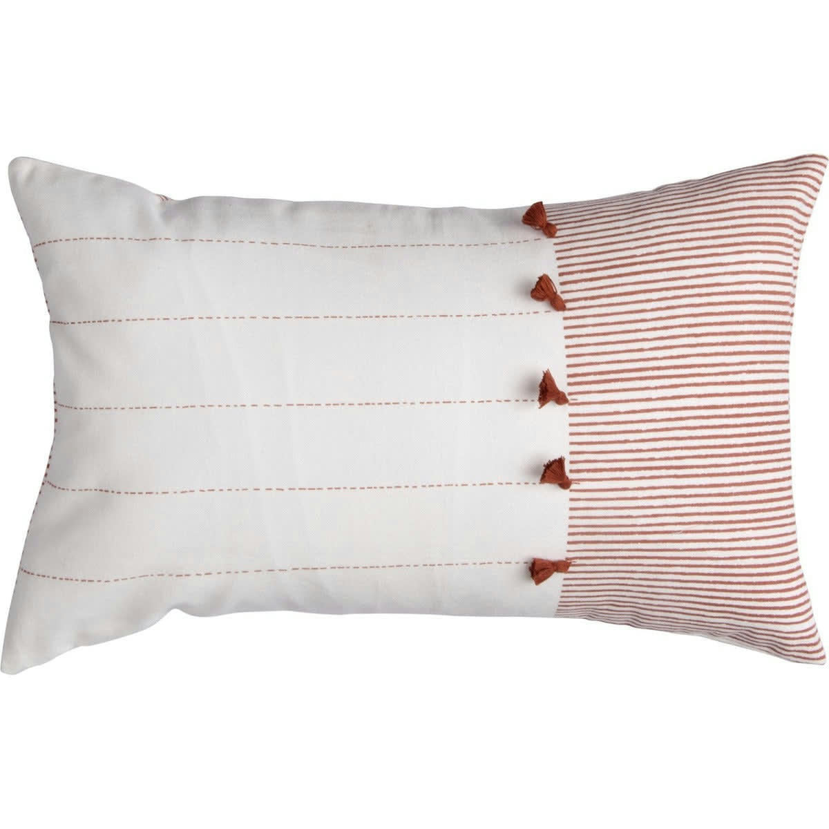 PINSTRIPE - Housse de coussin coton  50x30 terracotta