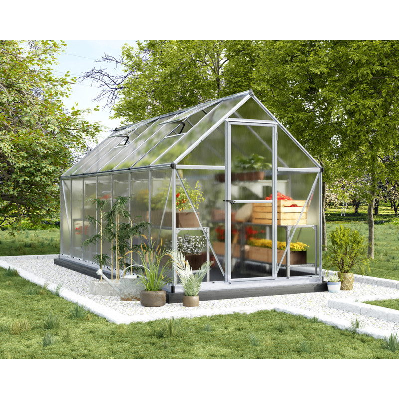 Serre en polycarbonate Mythos argentée 7,6 m² CANOPIA
