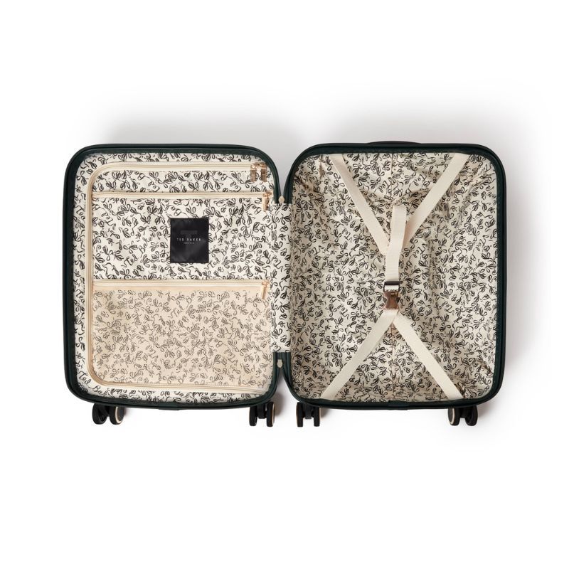 Ted Baker Icon Forest Green Croc Cabin Suitcase 4 Wheel Luggage 39L