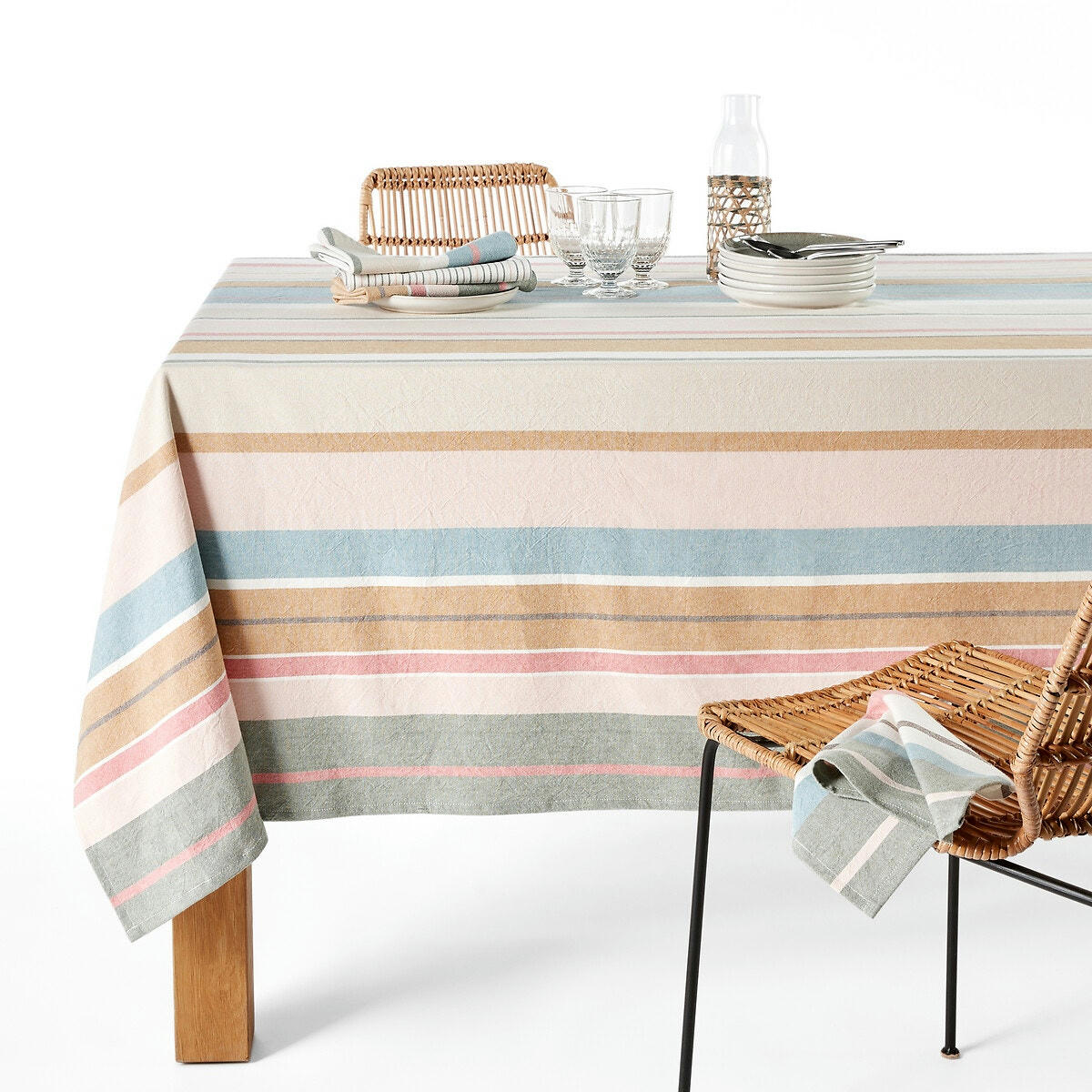 Nappe rayures coton bio tissé-teint, Antika