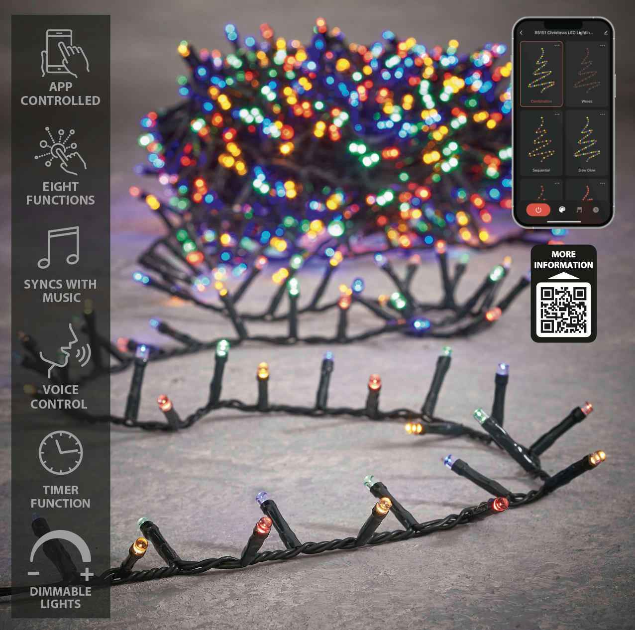 SMART LIGHTING - Guirlandes lumineuse 550 LED multicolore L1100