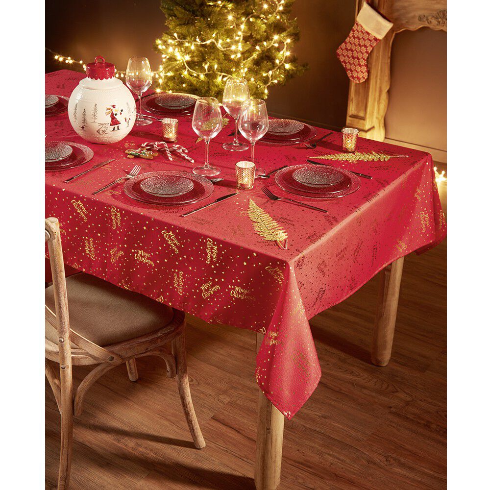 Nappe rectangulaire au décor doré 140x300