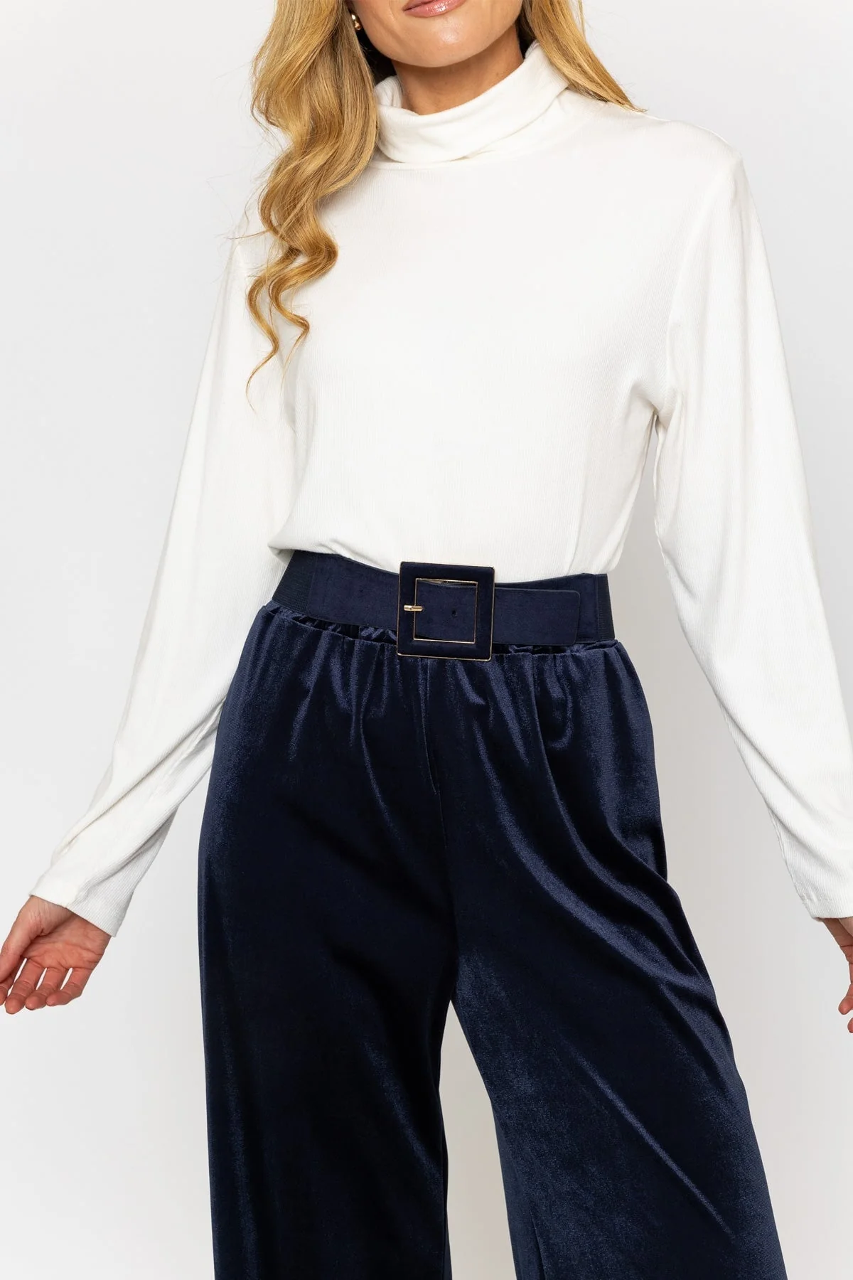 Navy Square Buckle Belt