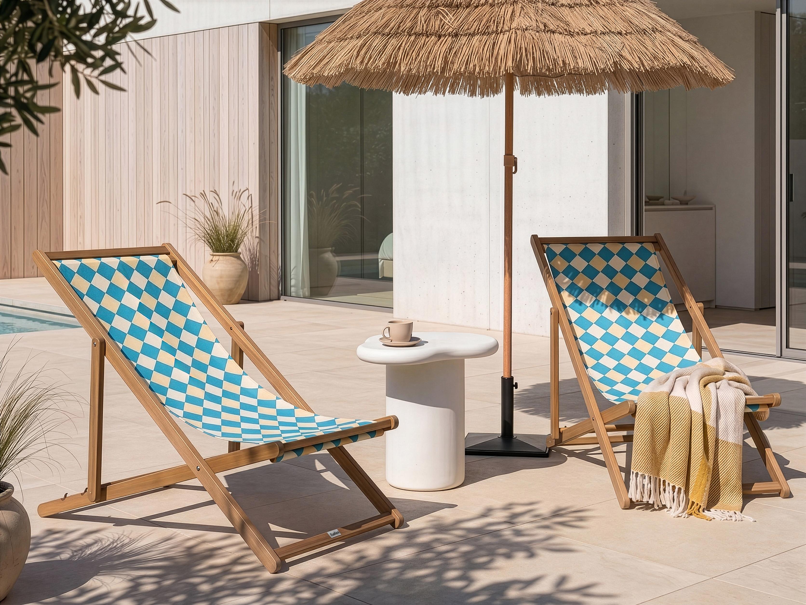 Set of 2 Sun Lounger Replacement Fabrics ANZIO/AVELLINO 113 x 44 cm Blue