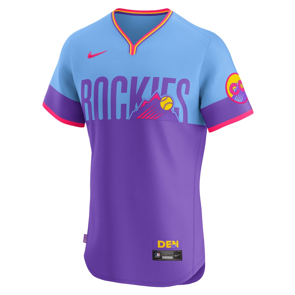 Colorado Rockies Nike 2025 City Connect Elite Jersey - Purple/Light Blue