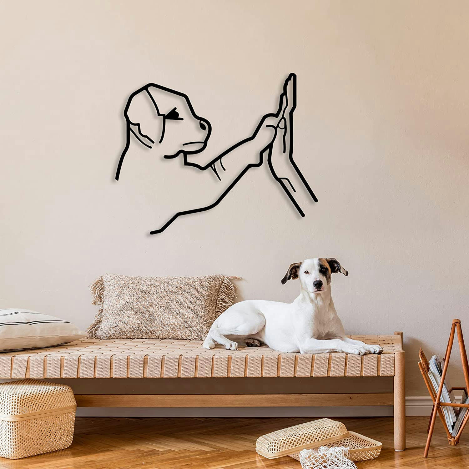 ANIMAL - Décoration murale patte de chien en métal noir 56x45 cm