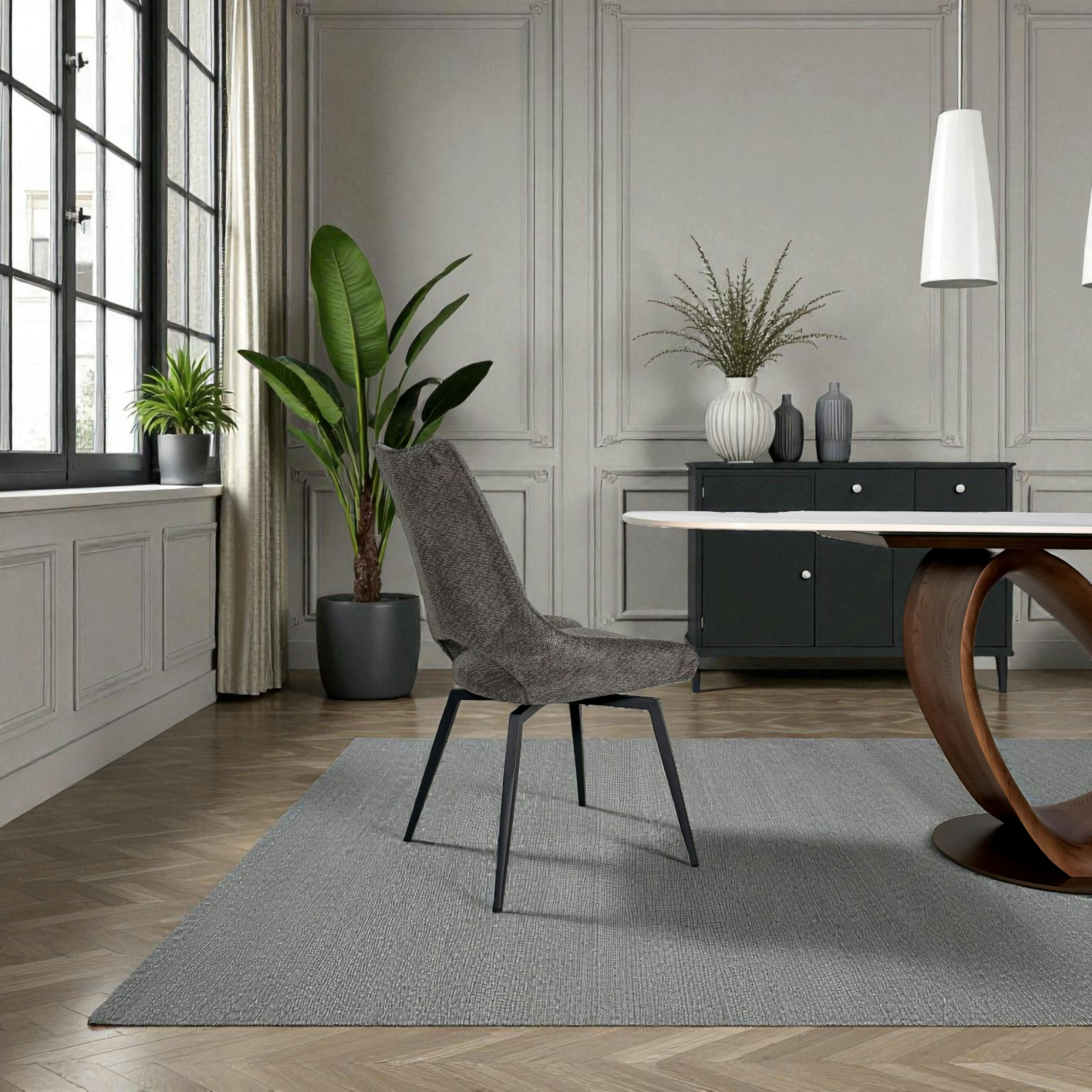 Chaise pivotante grise, dossier ouvert (lot de 2) LIGURIE