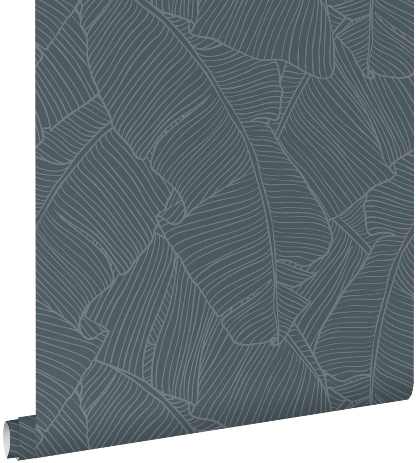 ESTAhome behang bladeren blauw grijs - 50 x 900 cm - 130936