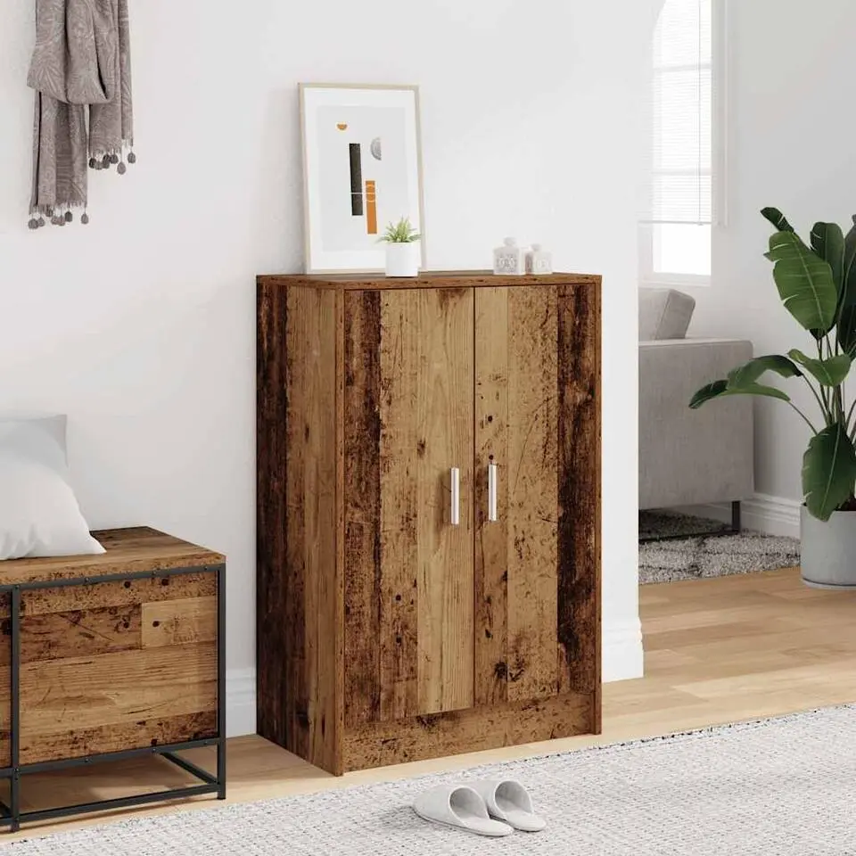vidaXL - 6-laags Schoenenkast met 2 deuren 12 paar - Oud hout - 60x35x92 cm
