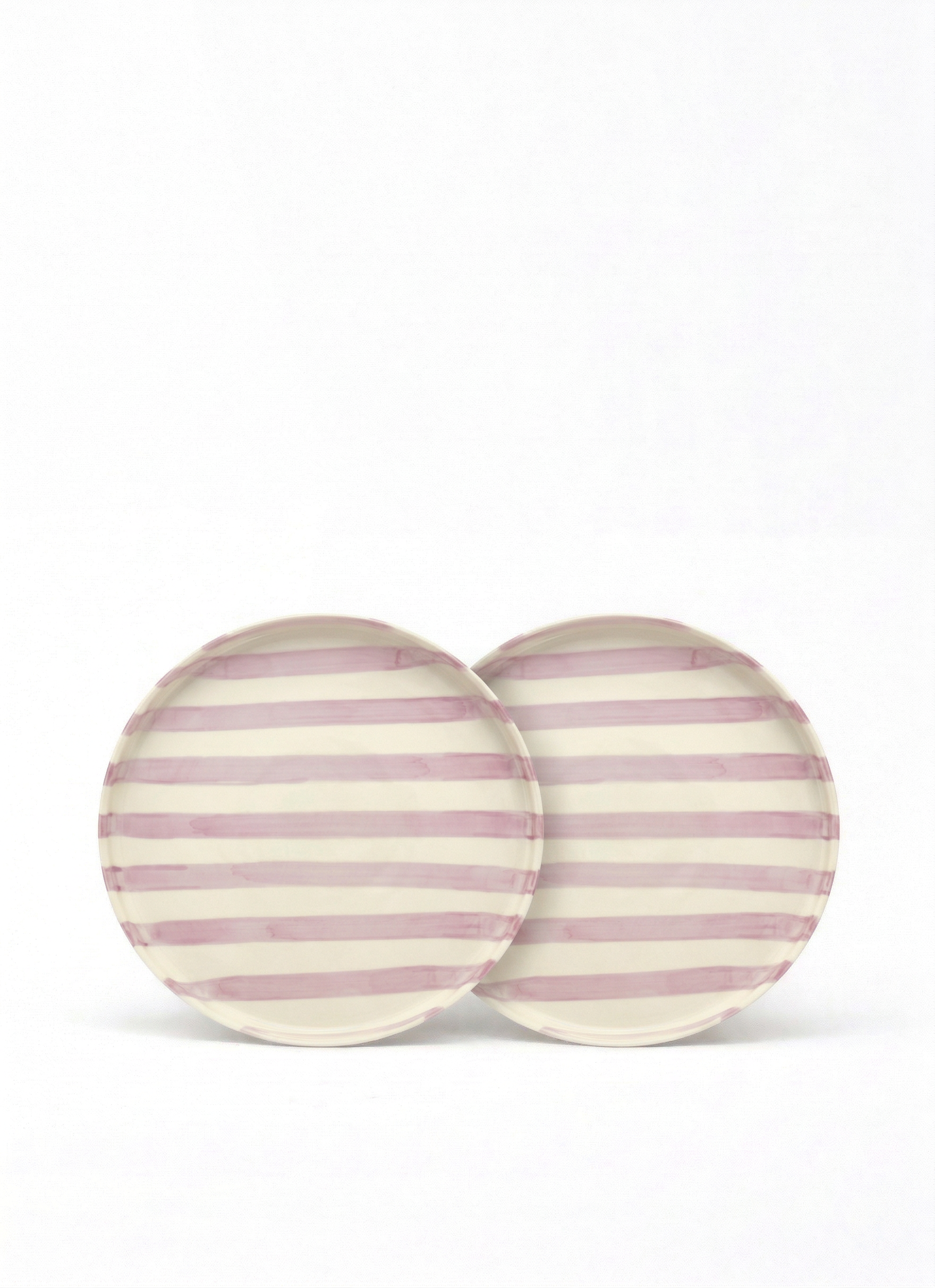 vtwonen - Lunchbord - Strepen - Lila - Set van 2 - Keramiek - 20cm