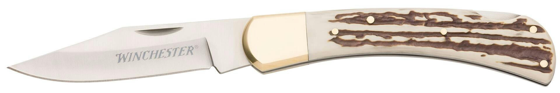Winchester Stag Bone Lockback Knife, 9-in