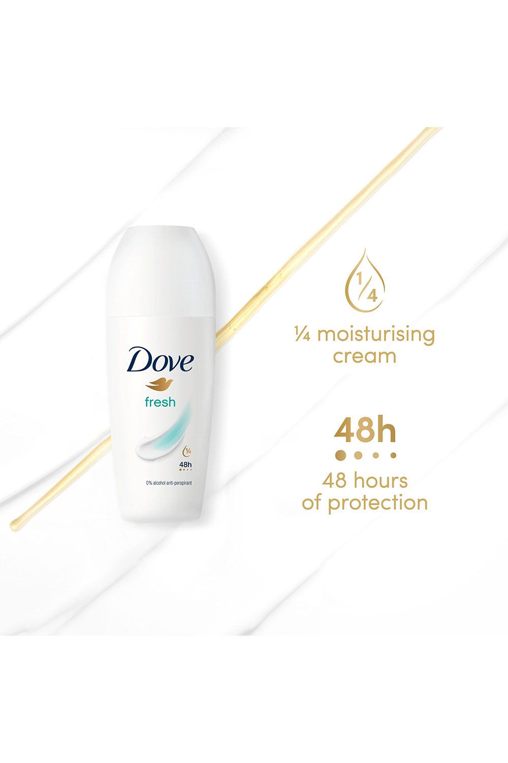 Dove Fresh Roll On 'Antiperspirant' 48H of Sweat & Odour Protection, 3x50ml