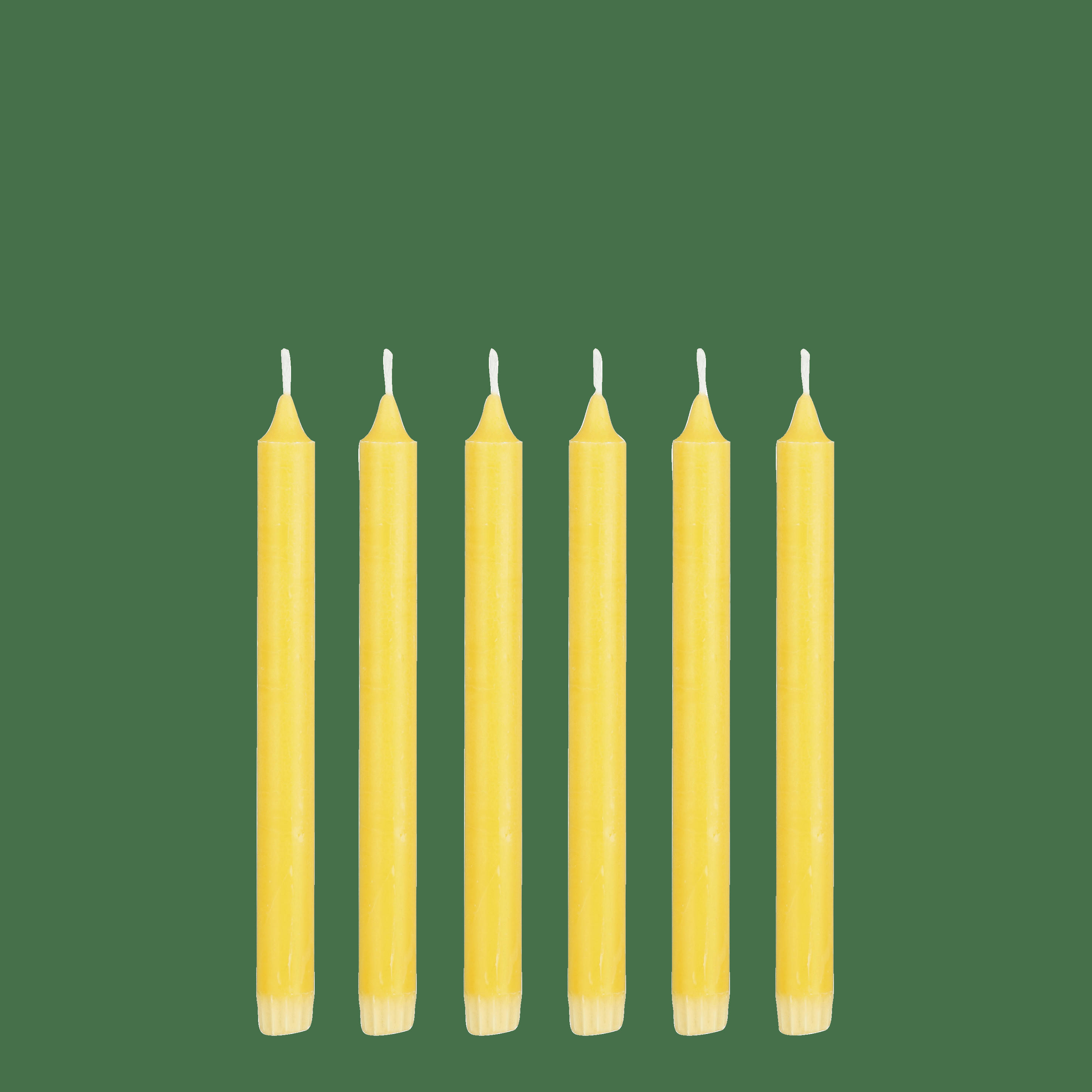 - Lot de 6 bougies longue en stéarine jaune