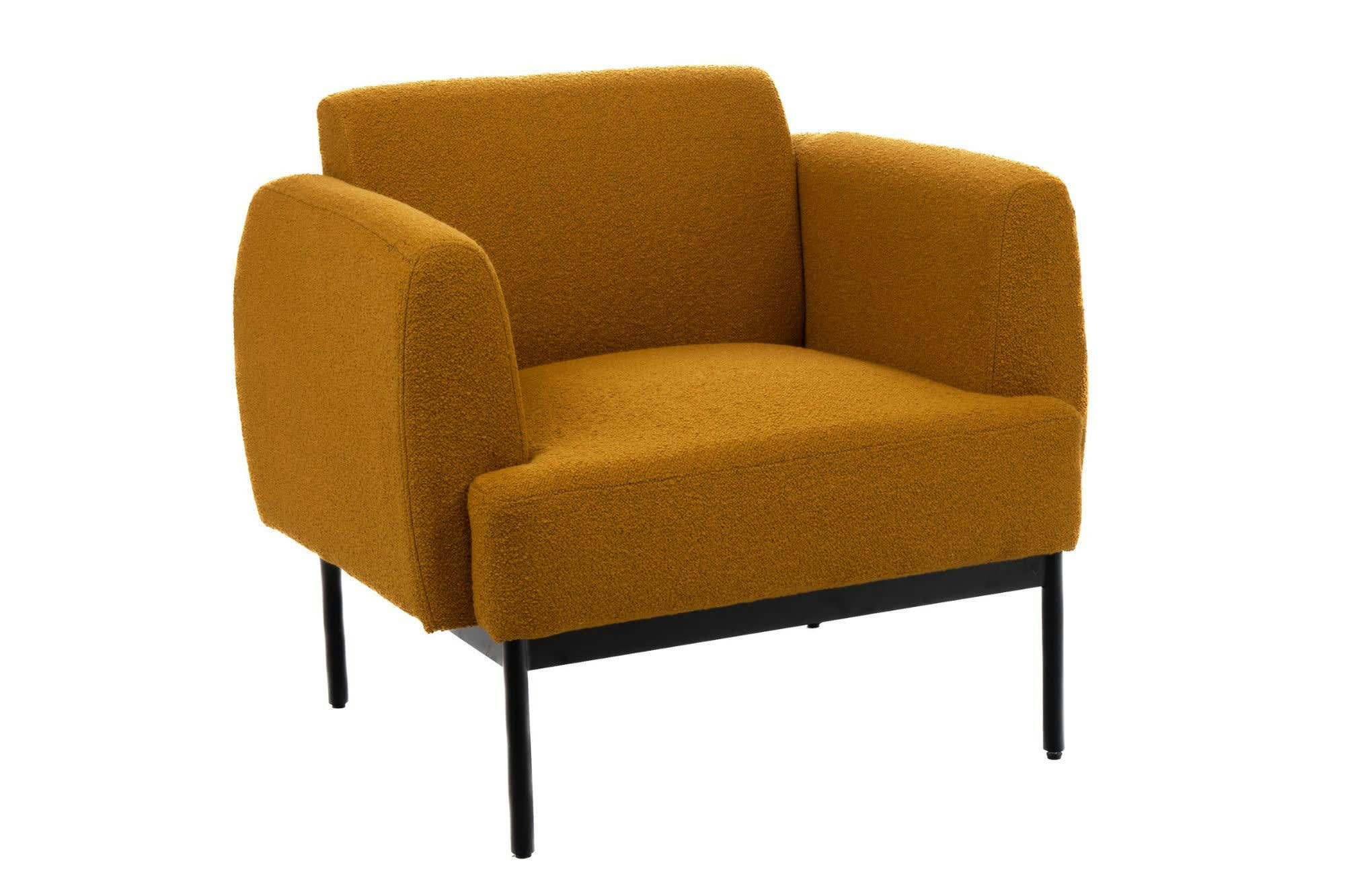 SASHA - Fauteuil contemporain aux lignes droites en tissu bouclette