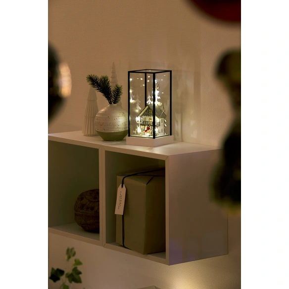 LED Glaslaterne, mit 6h Timer, batteriebetrieben, für Innenbereich