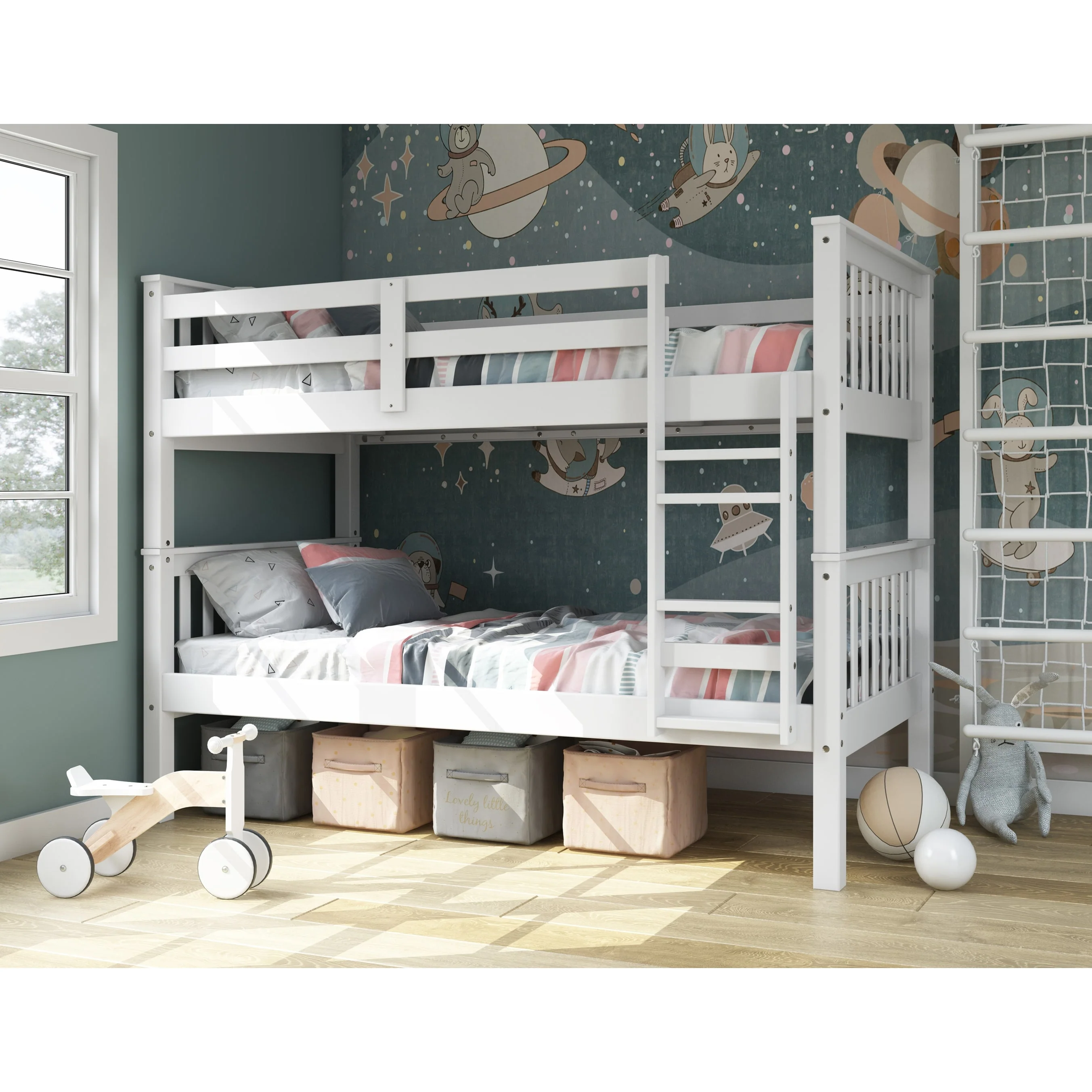 Palace Imports 100% Solid Wood Mission Twin Over Twin Bunk Bed