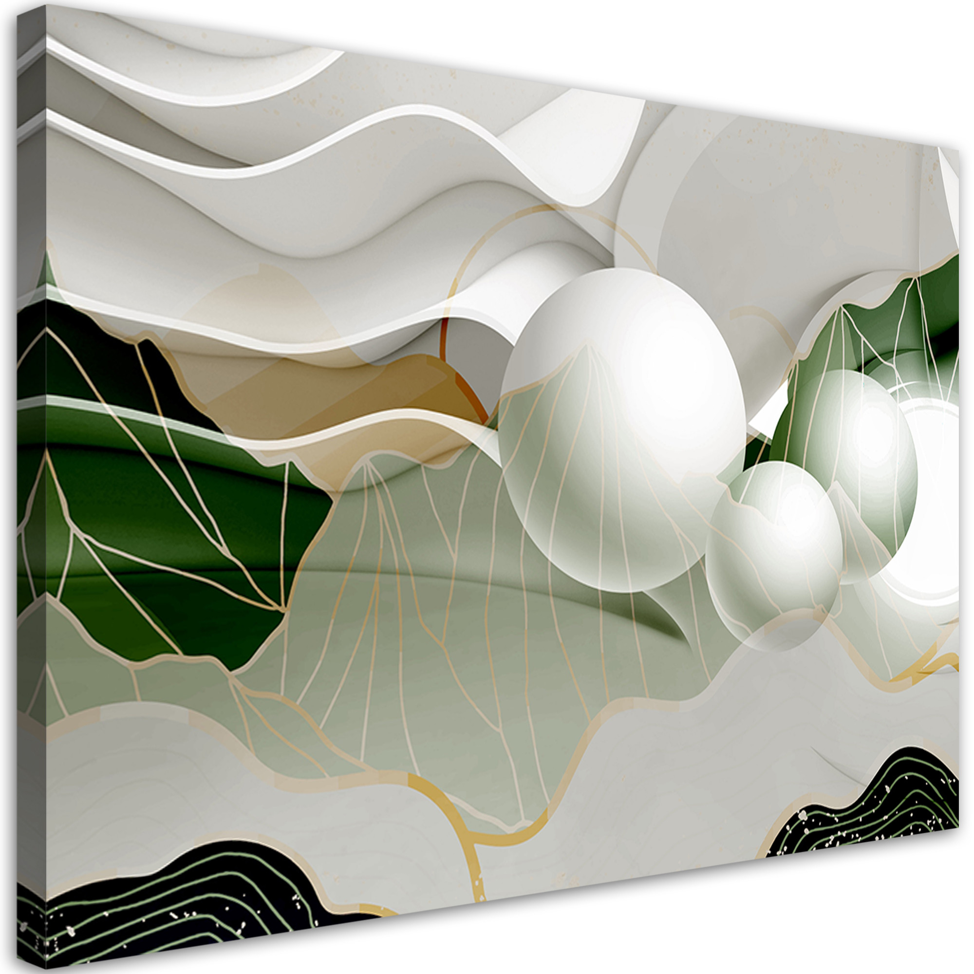 Feeby Obraz na płótnie Zielona abstrakcja z kulami 3D 60x40