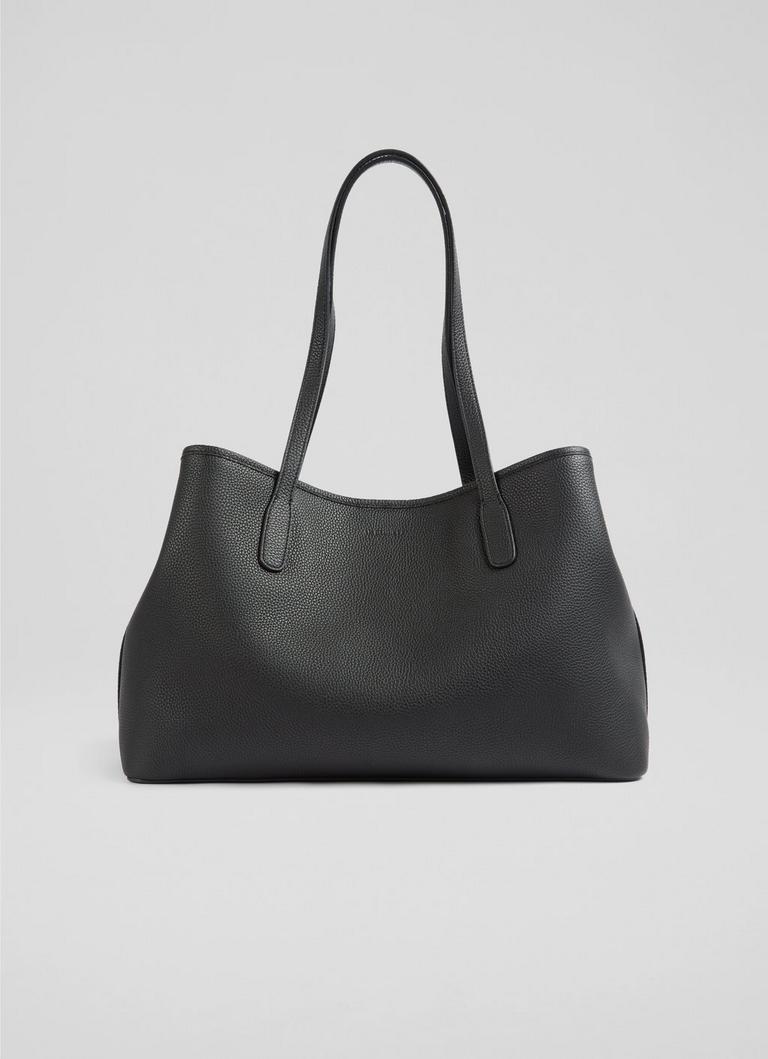 Lili Black Grained Leather Tote Bag