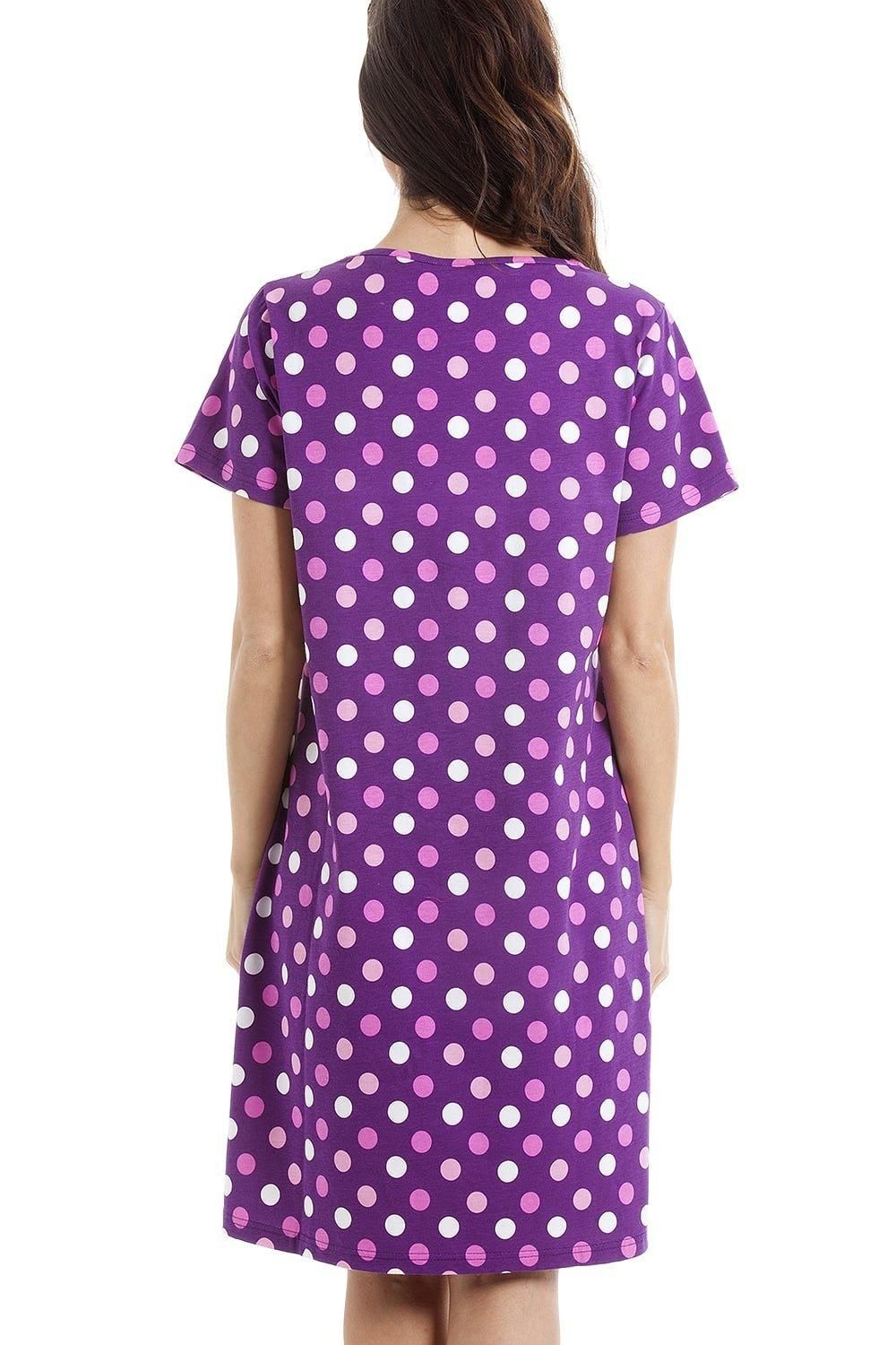 Camille Polka Dot Print Cotton Summer Nightshirt