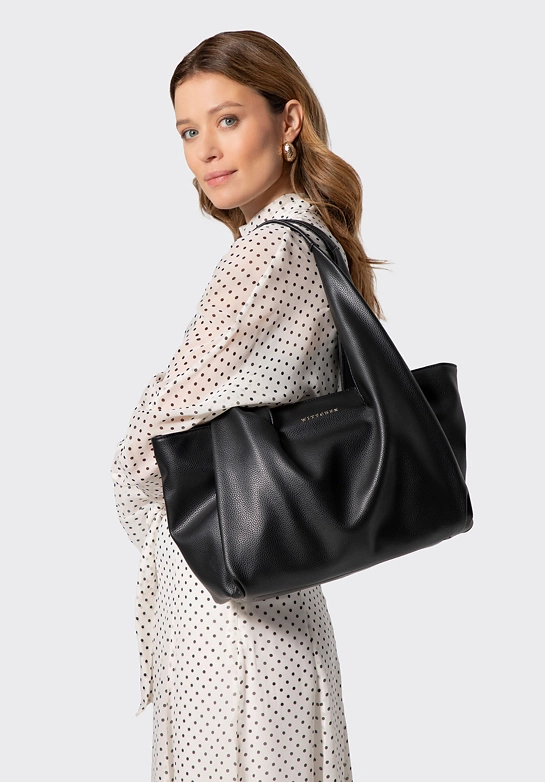 Elegancka damska shopperka z imitacji skóry czarna