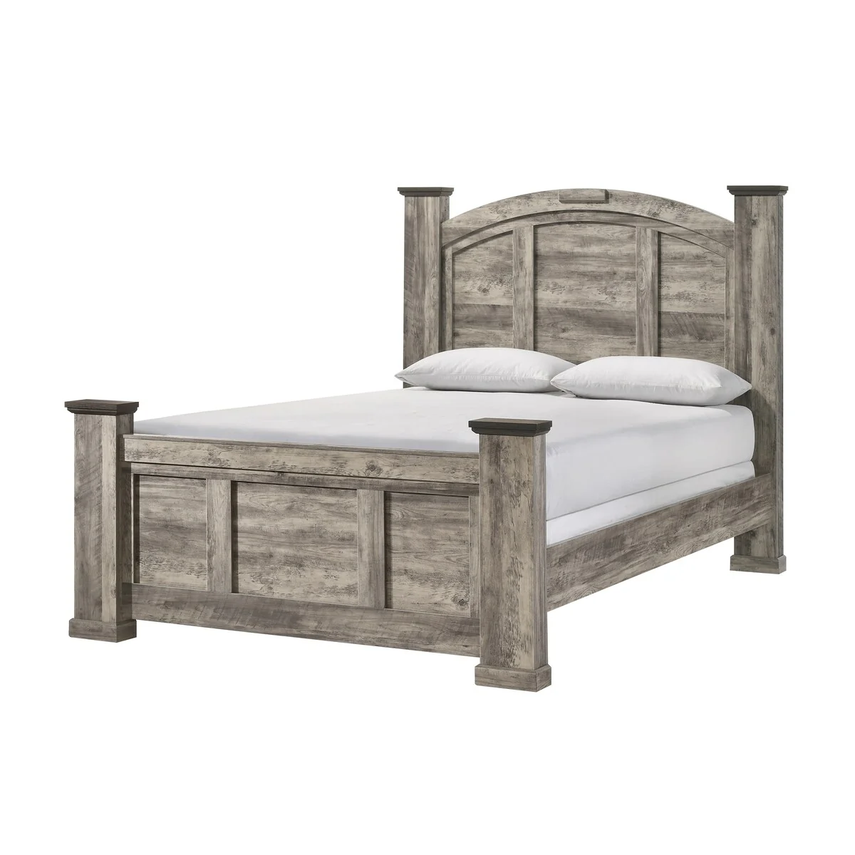 Aimon 6 Piece Gray Rustic Panel Bedroom Set