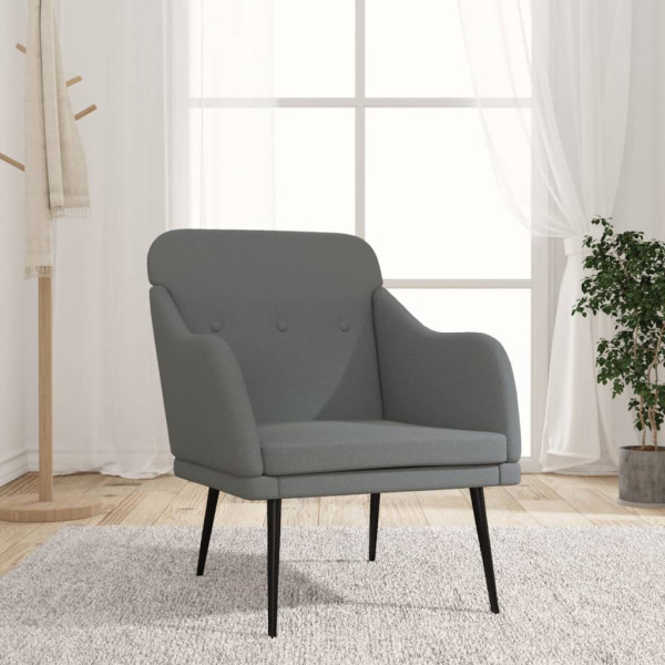 Fotel Wypoczynkowy Szary Tkanina Tapicerowany Do Salonu Pokoju 63x76x80 cm