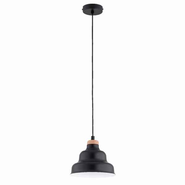 Lampa wisząca BAŁWANEK czarna-jasne drewno-biała 1xE27x15W IP20 Alfa