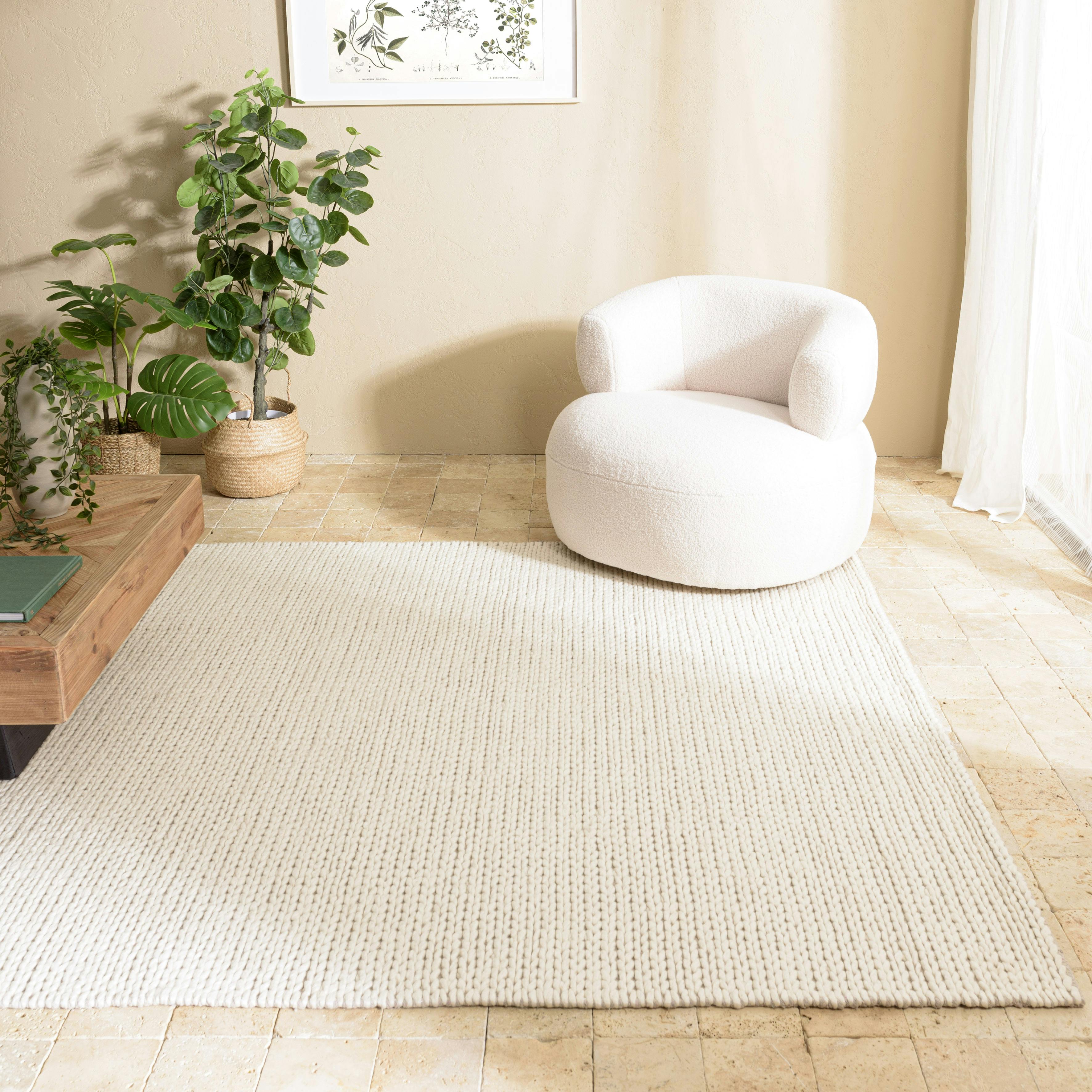 Tapis rectangulaire 200 x 290 cm laine tissée écrue