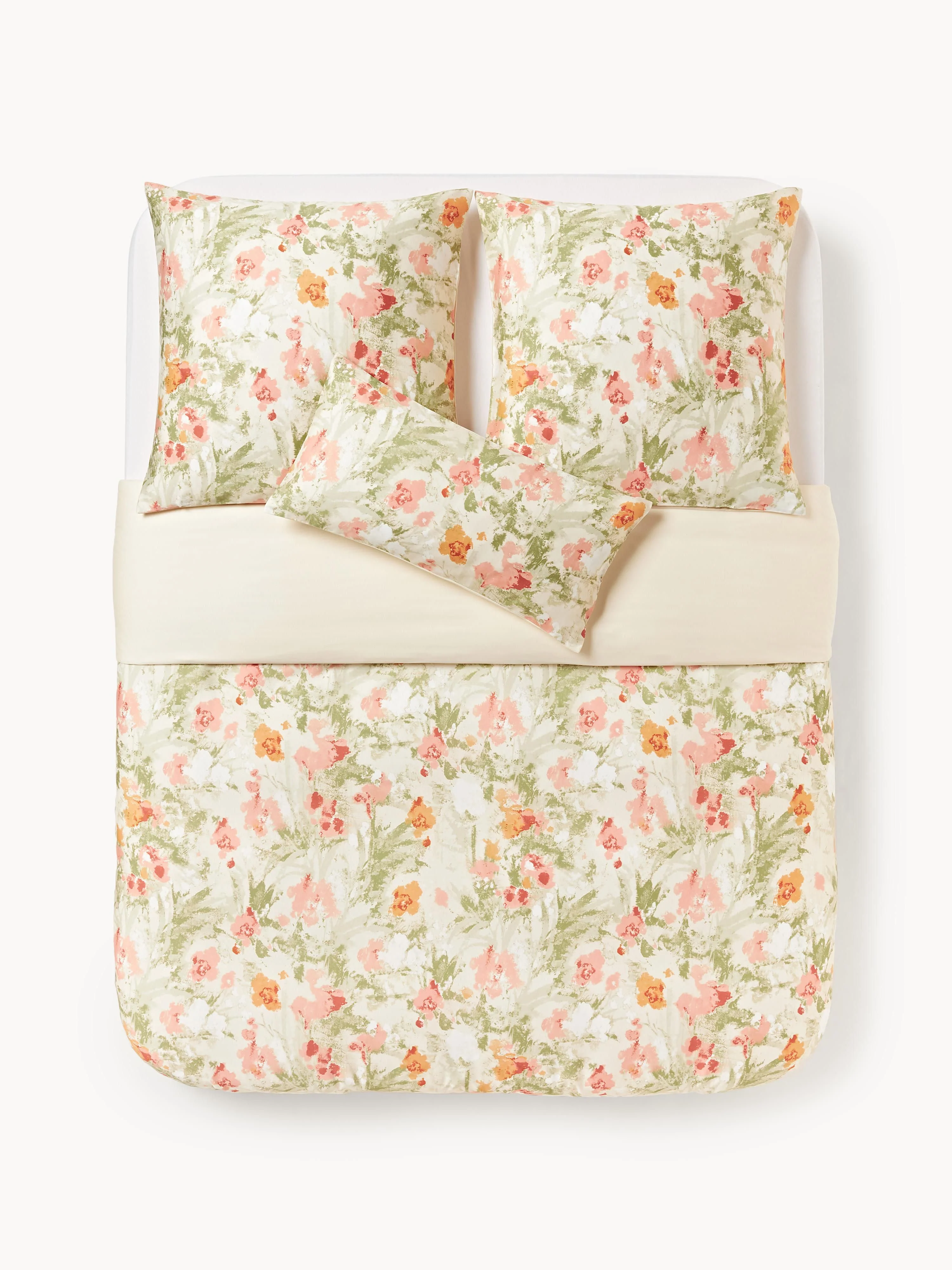 Bauwollsatin-Bettdeckenbezug Anthea mit Blumenmuster