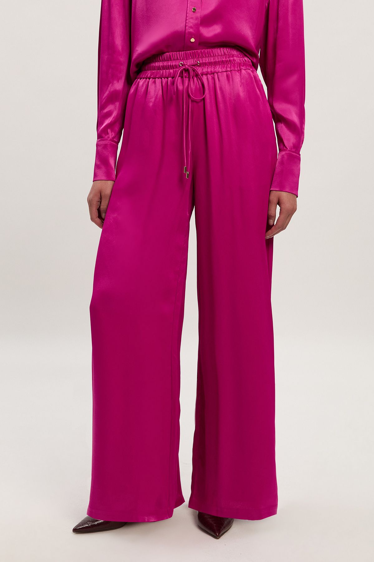 KarenMillen Viscose Satin Wide Leg Woven Trouser
