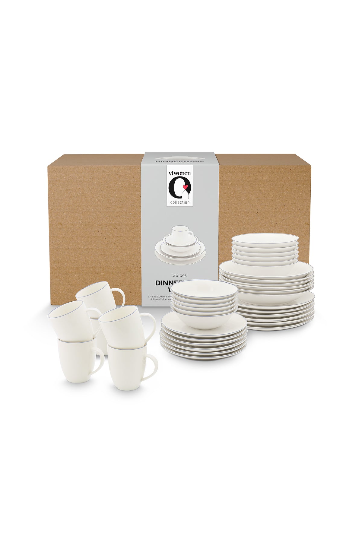 vtwonen Serviesset - Line - Wit - 6 Persoons set