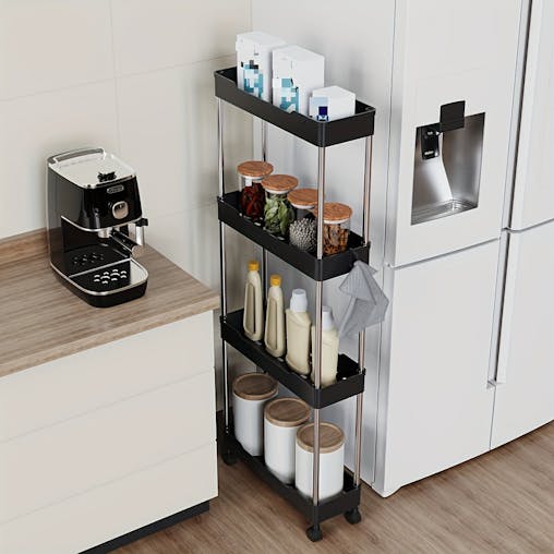 NNETM Bathroom Storage Cart with 4-Tier Rolling Organizer