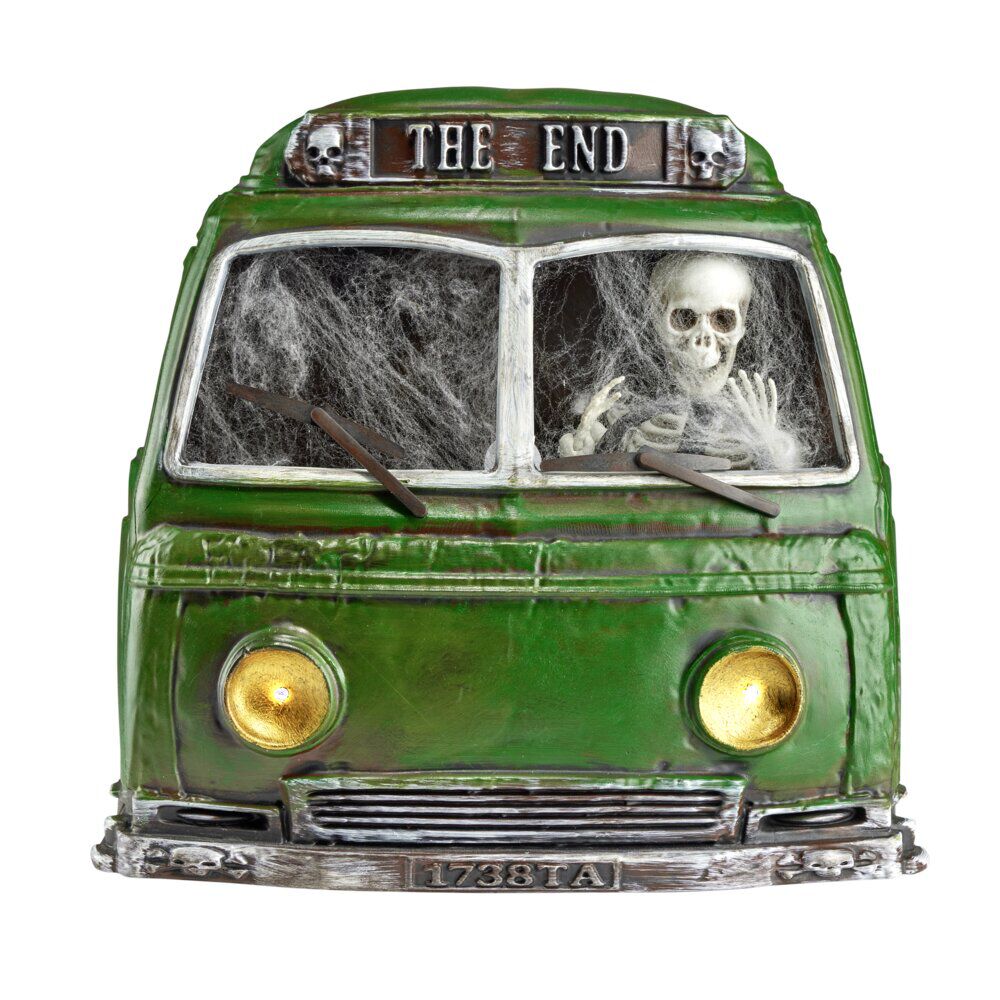 Décoration LED Halloween à poser squelette sonore et animé dans voiture H32cm