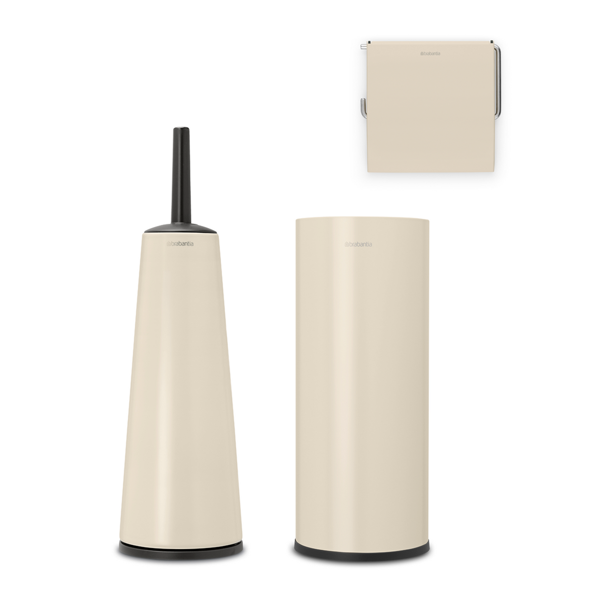 Brabantia ReNew Toiletaccessoire-set, toiletborstel met houder, toiletrolhouder en reserverolhouder - Soft Beige