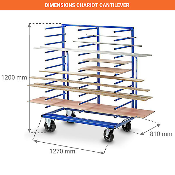 Chariot cantilever simple face 3 montants - charge max 200kg - FAPN17D1N