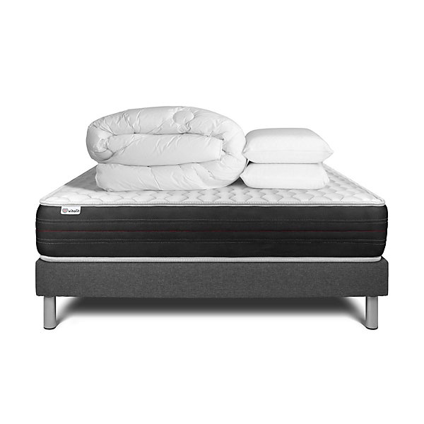 Pack sommier kit matelasRessorts ensachés avec couette et oreillers