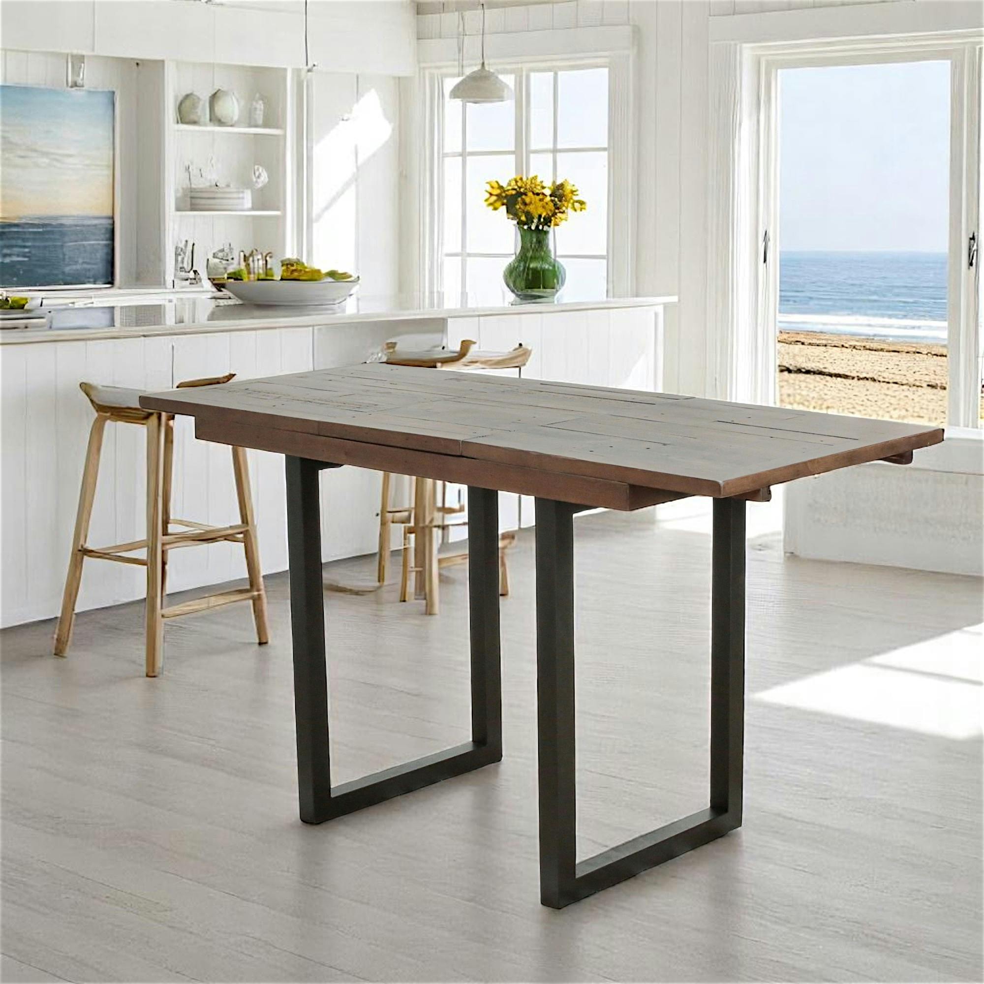 Table haute extensible bois brun recyclé 120-160 cm SAMOA