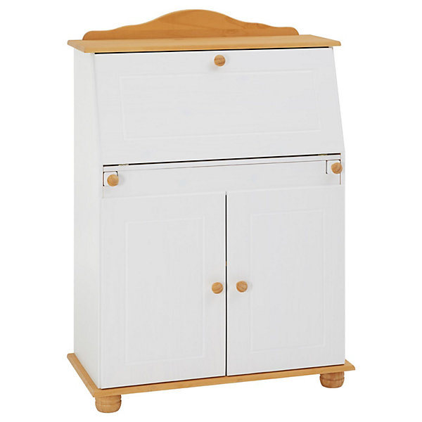 Bureau secrétaire DAVID, lasuré blanc et brun